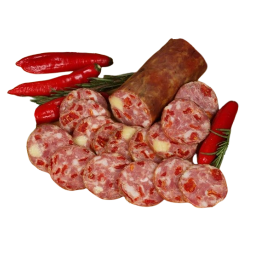 Salame c/tomate seco e queijo - Salumeria prima arte - peso aprox. 320 g.